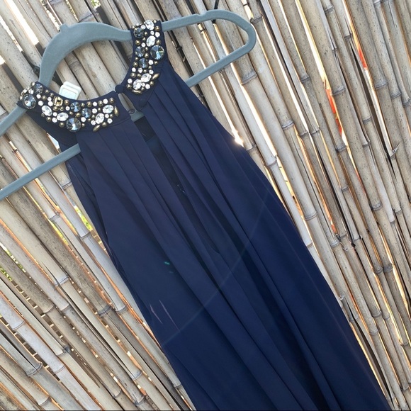 Vince Camuto purple rhinestone embellished neckline chiffon trapeze dress sz 2 - Picture 5 of 8